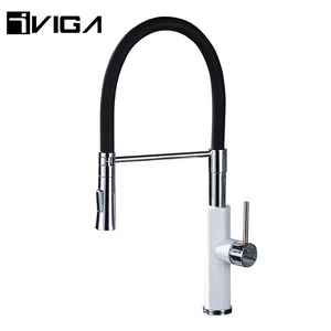 Modern High Quality Three Way Long Neck Kitchen Faucets With Pull Down Sprayer