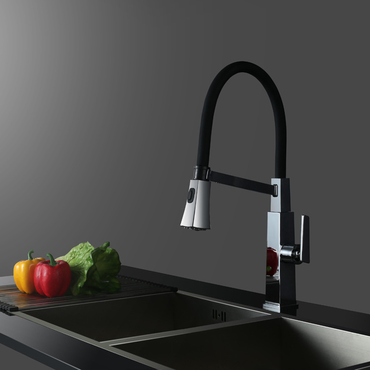 Latest 360 Degree Flexible Silicone Hose Design Purified Water 2 Way Pull Out Kitchen Faucet