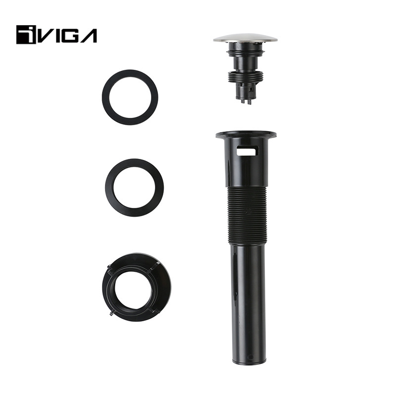 Viga Faucet Factory Directly Supply Pop-Up Drain with Overflow Matte Black Vessel Sink Drain