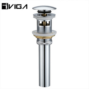 Pop Up Water Waste Brass Drain Pump Washbasin Faucet Drain With Overflow