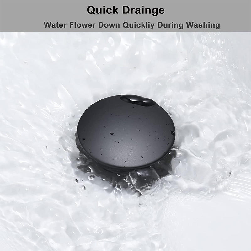 Bathroom Sink Drain Pop Up Drain Stopper with Overflow, Matte Black Vessel Sink Drain Built-in Anti-Clogging Strainer