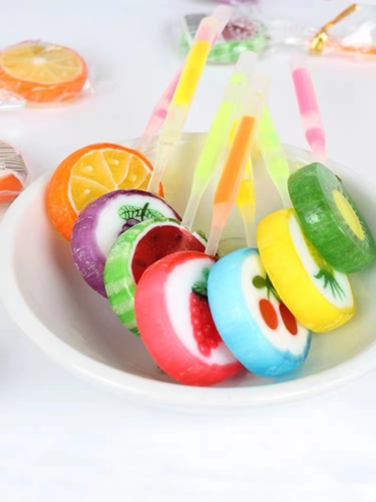 New Arrival Sweet Fluorescent Lollipop Fruit Sliced Lollipops Fluorescent Stick Lollipop