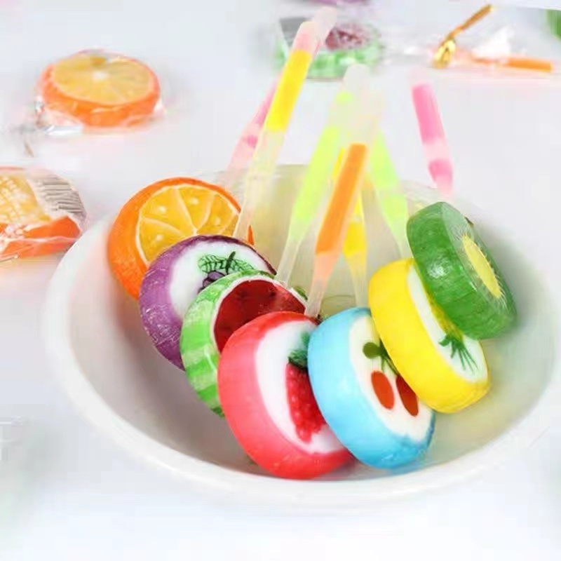 New Arrival Sweet Fluorescent Lollipop Fruit Sliced Lollipops Fluorescent Stick Lollipop