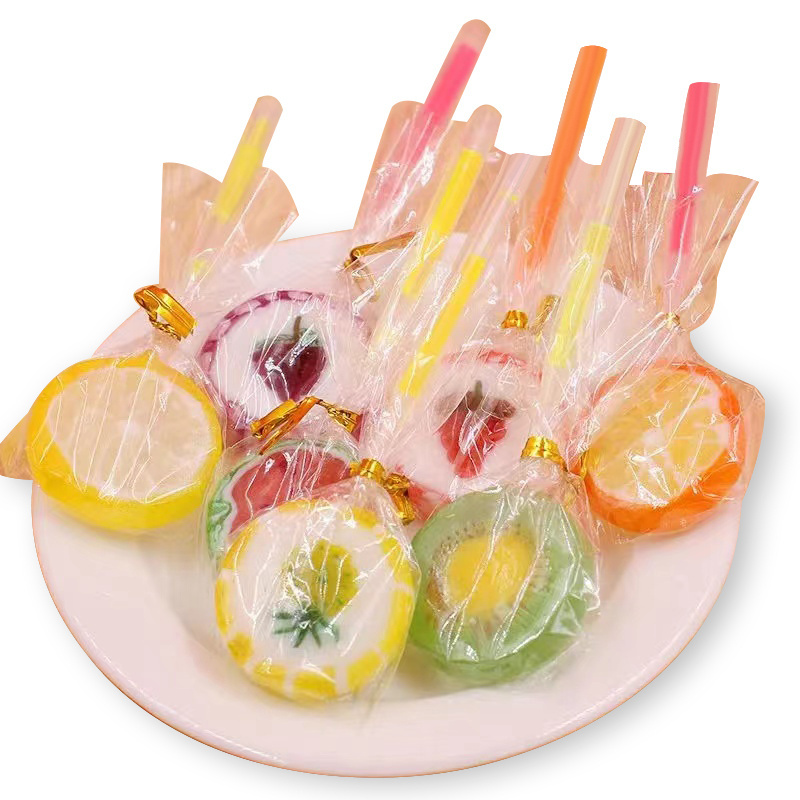 New Arrival Sweet Fluorescent Lollipop Fruit Sliced Lollipops Fluorescent Stick Lollipop