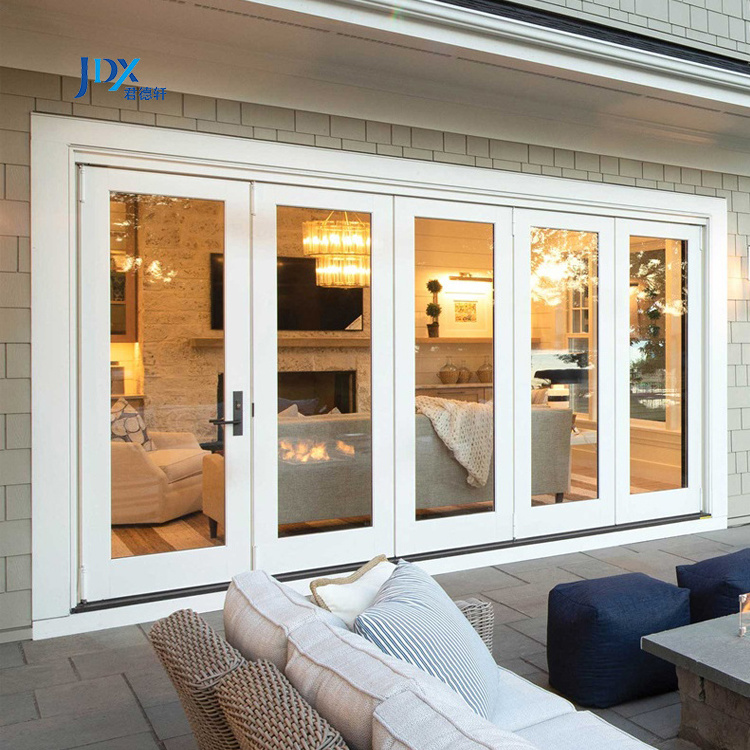 Windproof Custom Pvc Fiberglass Hurricane Impact Bi Fold Patio Doors Fold Up Glass Patio Folding Door