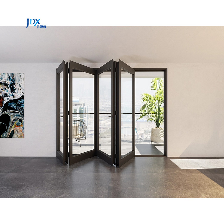 Minimalist Bulletproof Pvc Pataio Door Glass Aluminum Alloy Bifold Door For Home Office