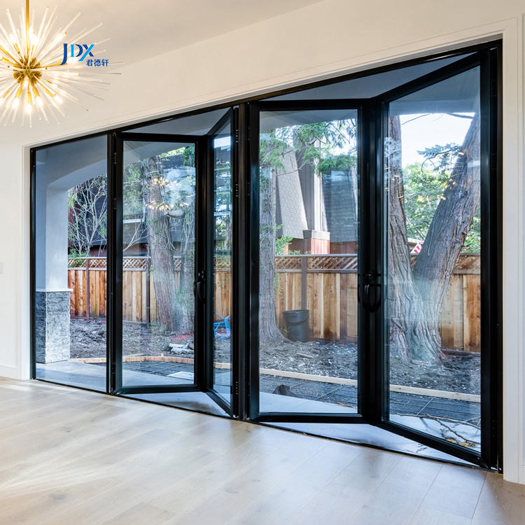 Minimalist Bulletproof Pvc Pataio Door Glass Aluminum Alloy Bifold Door For Home Office