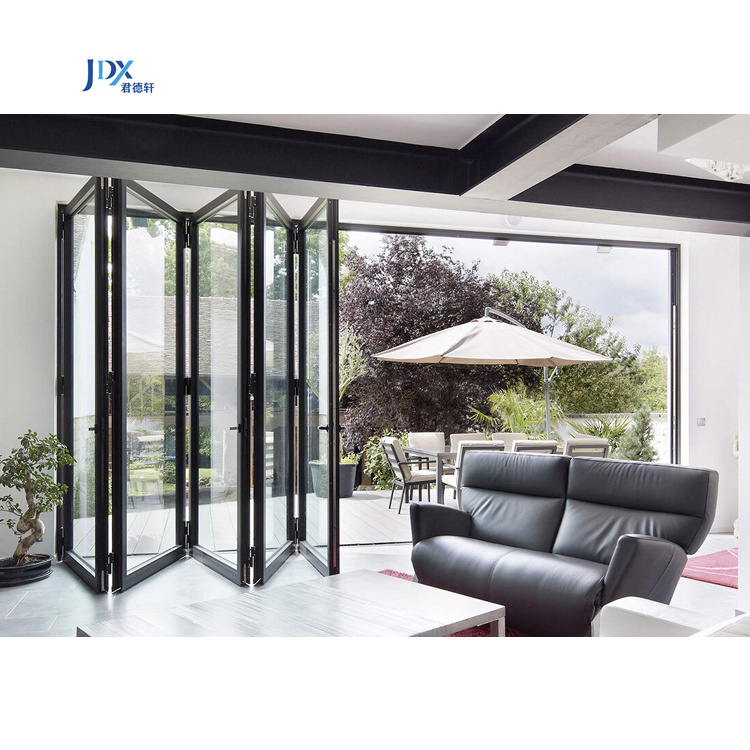 Minimalist Bulletproof Pvc Pataio Door Glass Aluminum Alloy Bifold Door For Home Office