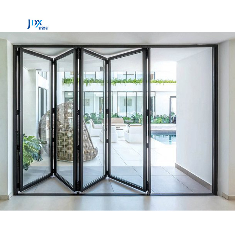 Windproof Custom Pvc Fiberglass Hurricane Impact Bi Fold Patio Doors Fold Up Glass Patio Folding Door