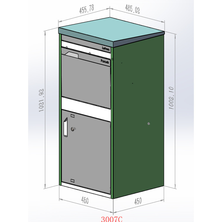 Curbside Brick In Galvanized Steel Made By Sheet Metal Outdoor Locking Parcel Mail Courier Cabinet Letter Box