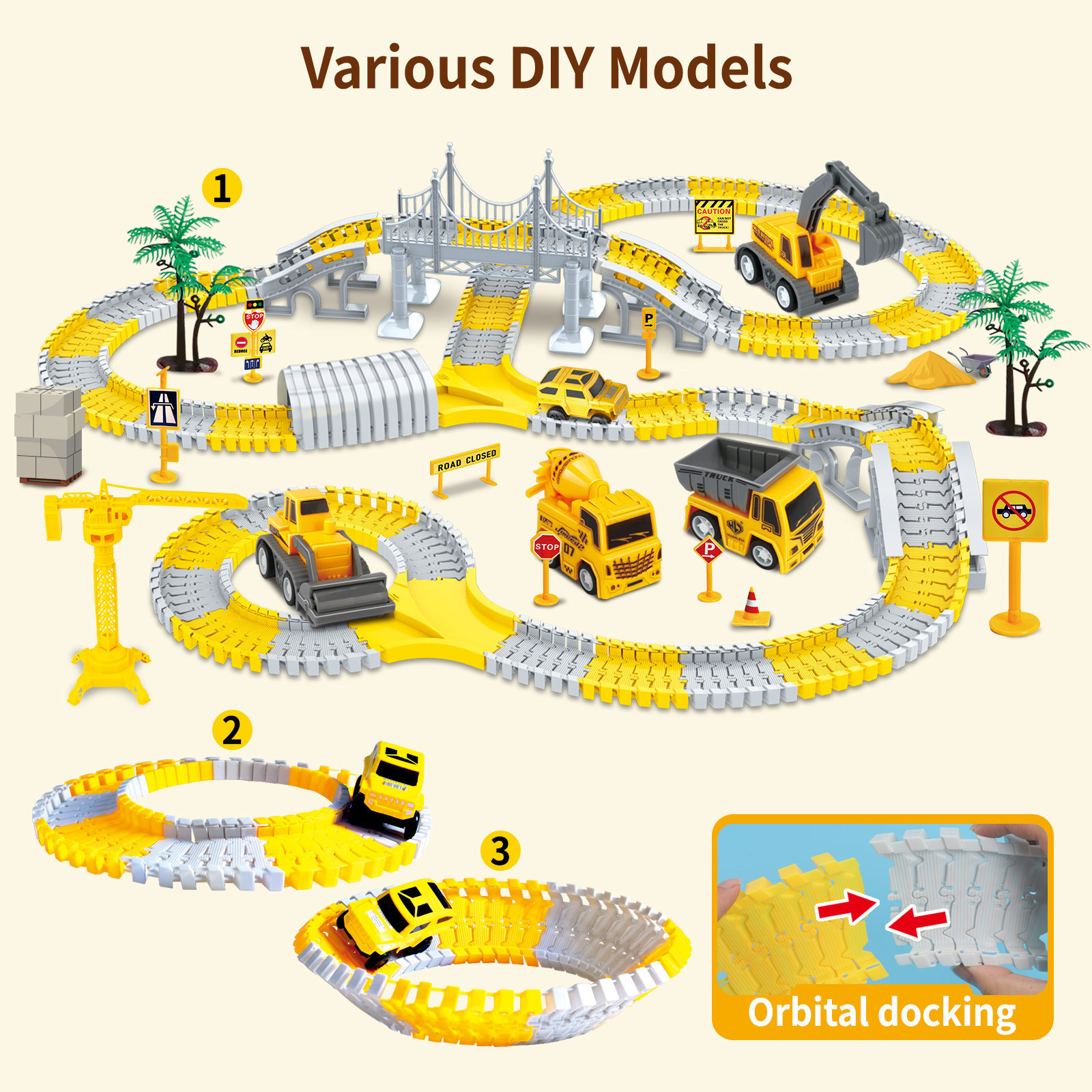 345PCS Educational Puzzle Assembly Track Play Set Electric Construction Track Race Toys for Kids