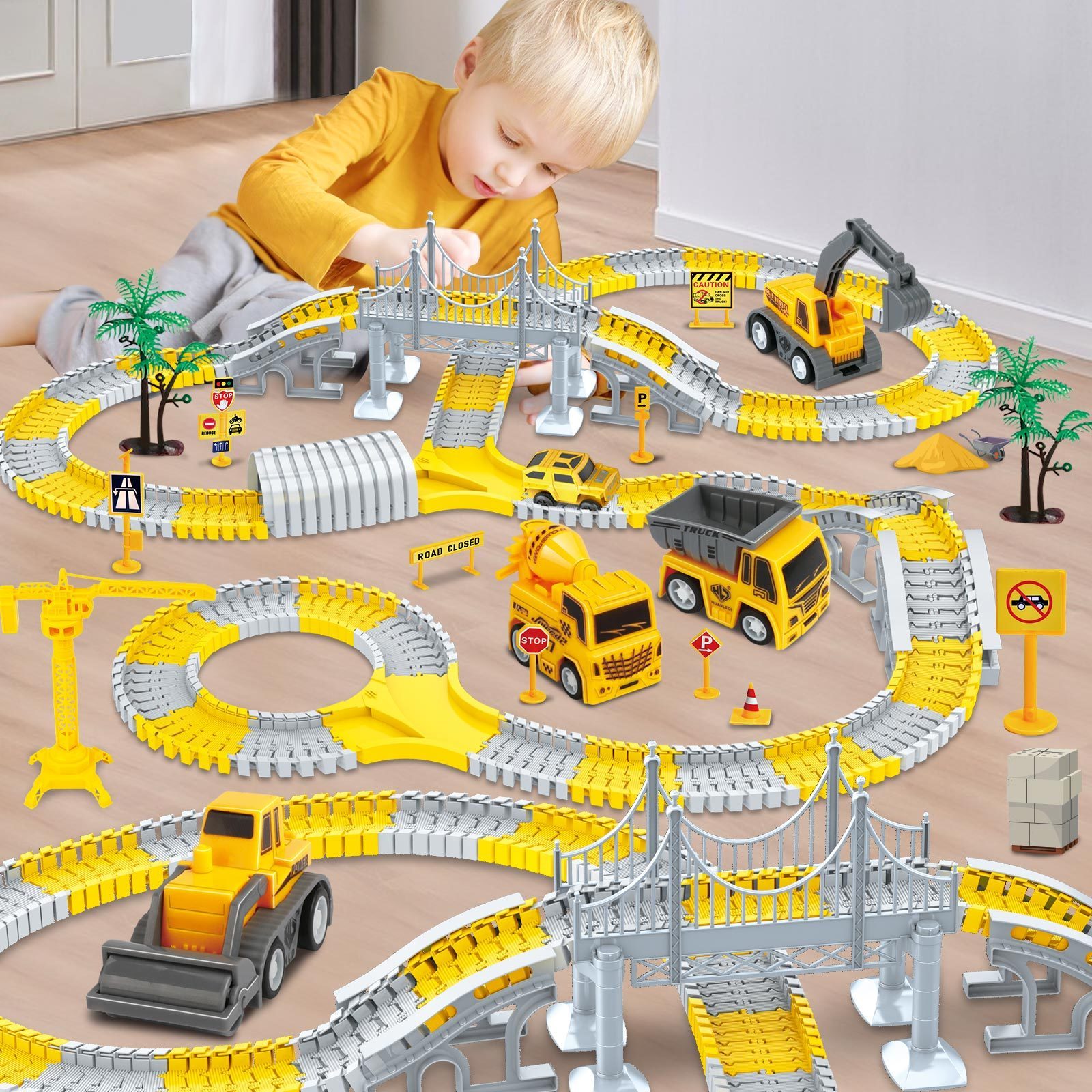 345PCS Educational Puzzle Assembly Track Play Set Electric Construction Track Race Toys for Kids