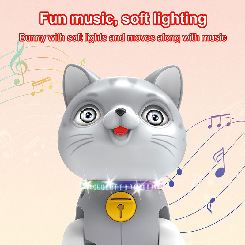 Electric Battery Operated Dancing Animal Toys Plastic Lighting Walking Cat Toys for Kids