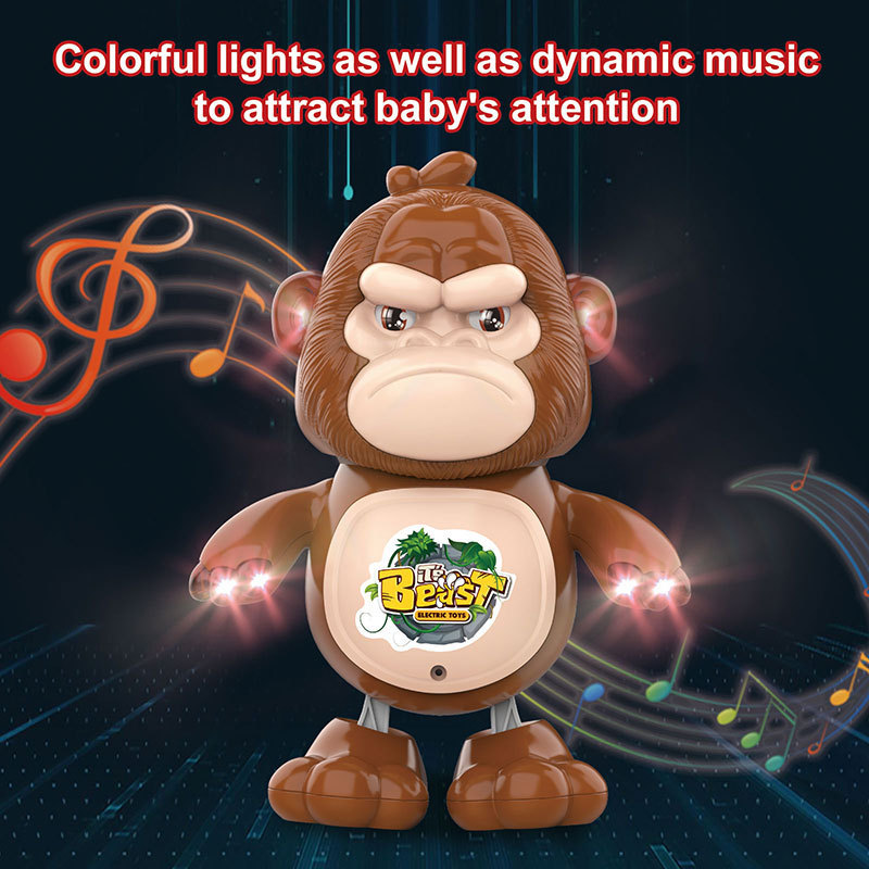 Cute Gorilla Animal Walking Musical Toys Educational Baby Dancing Robot Toys for Kids