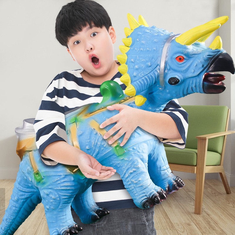 Cute Dinosaur Animal Ride On Toys with Music Electric Remote Control Riding Triceratops Toys For Boys and Girls