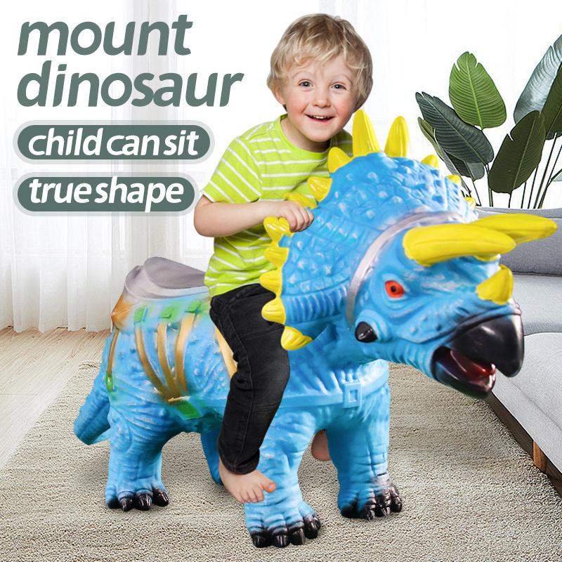 Cute Dinosaur Animal Ride On Toys with Music Electric Remote Control Riding Triceratops Toys For Boys and Girls