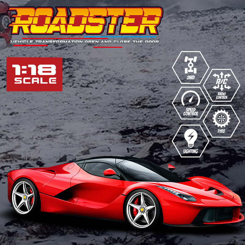 Remote Control Car for Kids - 1/16 Scale Electric Remote Toy Racing, with Led Lights Rechargeable High-Speed Hobby Toy Vehicle,