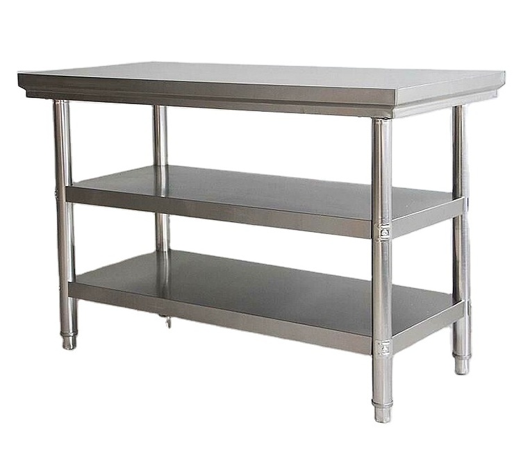 1.0mm Thickness Food Prepare Work Bench/201 Stainless Steel 3 layers Kitchen Table