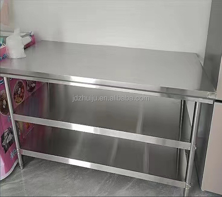 1.0mm Thickness Food Prepare Work Bench/201 Stainless Steel 3 layers Kitchen Table