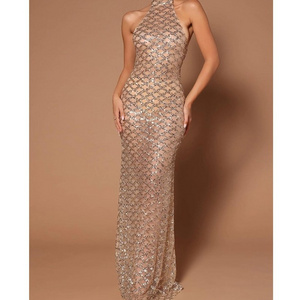 ladies women's mother of the bride dresses for wedding sexy party dresses wear night club gold sequin dress