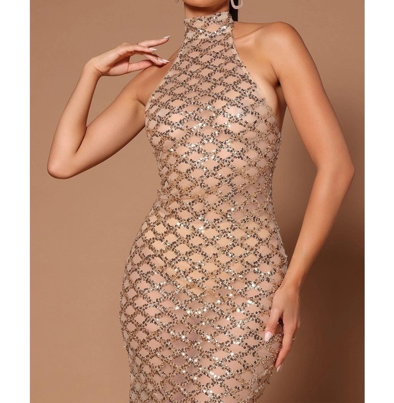 ladies women's mother of the bride dresses for wedding sexy party dresses wear night club gold sequin dress