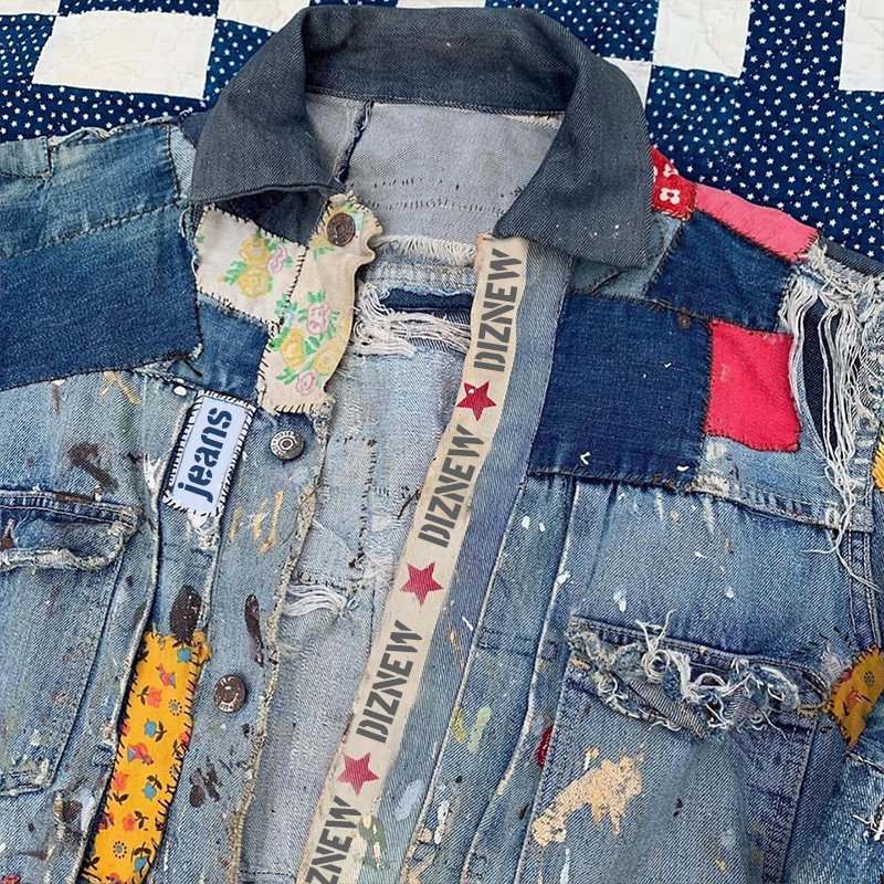 DiZNEW crop washed work fit twill cotton jacket custom logo jeket designer shirt utility vintage custom denim jacket for man