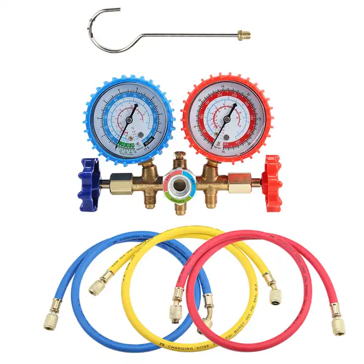 R32 R 134A Refrigeration Pressure Tools Double Manifold Gauge Set For Car Air Conditioning Conditioner