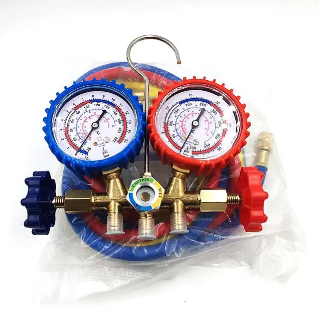 R32 R 134A Refrigeration Pressure Tools Double Manifold Gauge Set For Car Air Conditioning Conditioner