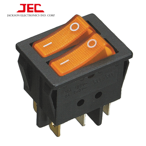 JEC RLEIL TWIN ROCKER SWITH 608 Series ON-OFF DPST DPDT Double Pole color switch