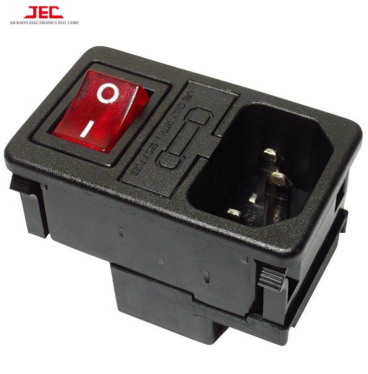 Branded OEM Electrical Grounding C14 AC Power Inlet Socket With Switch And Fuse Holder Made in Taiwan