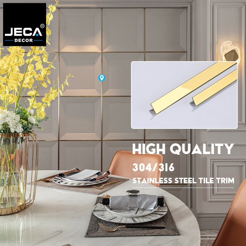 Foshan Manufacturer JECA Tile Molding For Stainless Steel Golden Profile Wall Metal Decorative Trim Strip For Ceiling