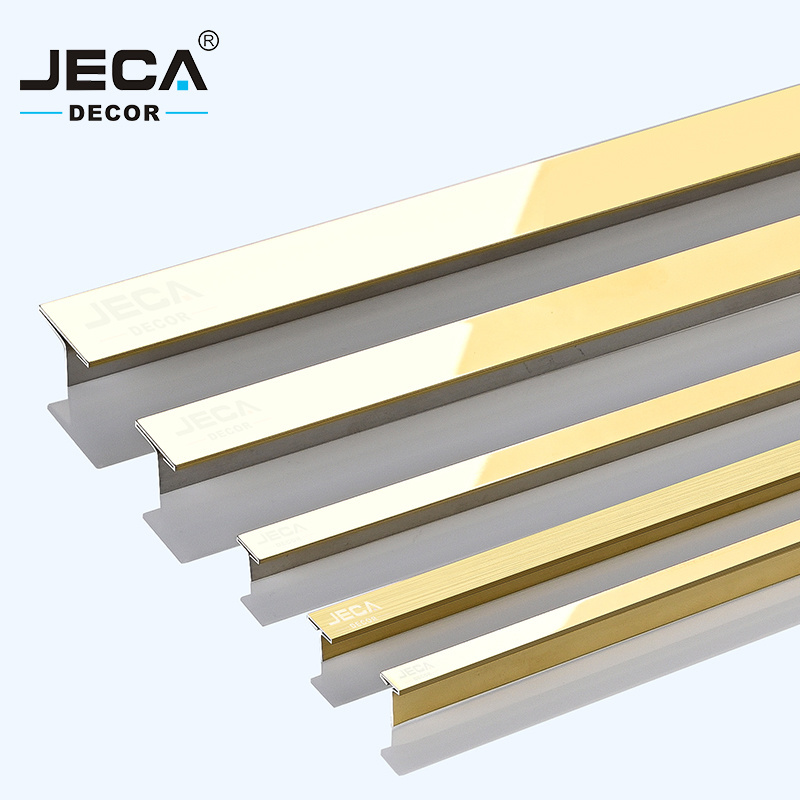 Foshan Factory JECA New Design Metal Tile Strip Metal Wall Tile Trim For Wall Or Floor Decoration OEM Stainless Steel Trim