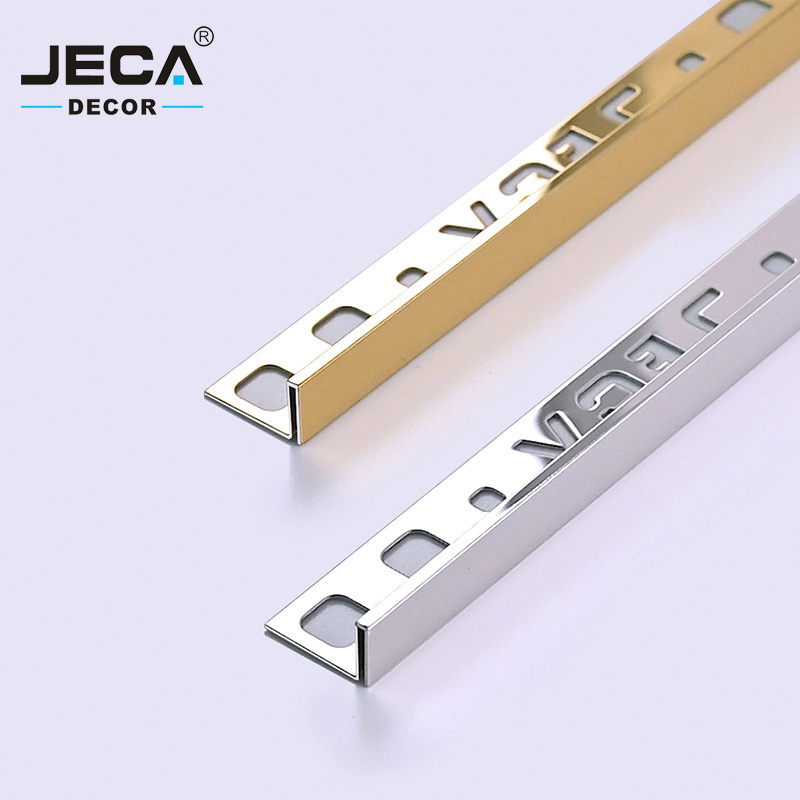 Foshan Supplier JECA Tile Profiles Tile Edging Trim For Floor Or Wall Edges Decoration 304 Stainless Steel Tile Trim