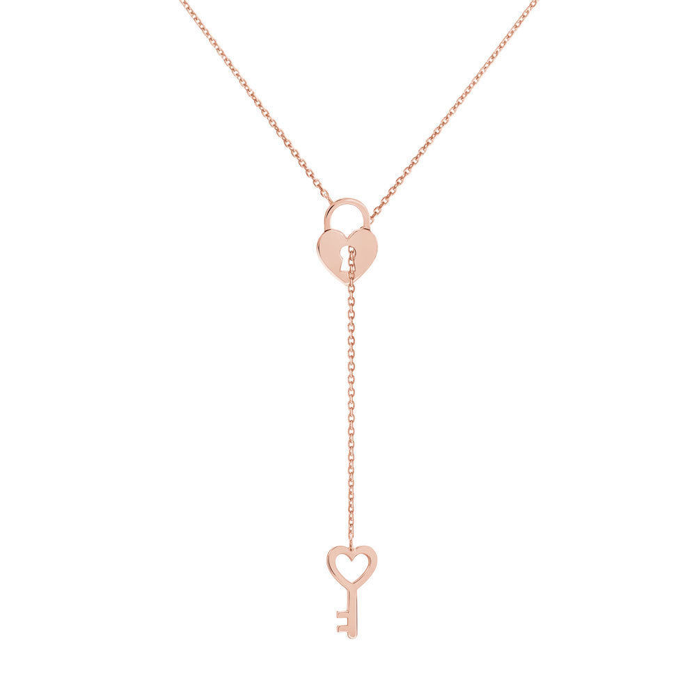 18k Gold Plated Heart Locket Key Pendant Charm Necklace Jewelry Stainless Steel Locket And Key Long Lariat Y Necklace For Women