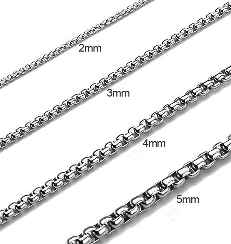 Stainless steel chains wholesale 2/3/4/5mm width stainless steel round box chain necklace for men women