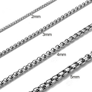 Stainless steel chains wholesale 2/3/4/5mm width stainless steel round box chain necklace for men women