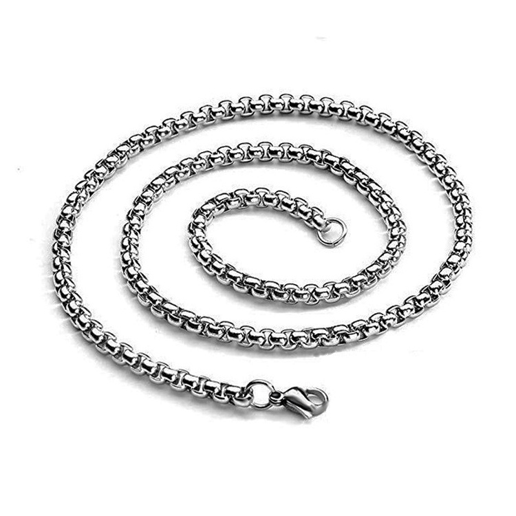 Stainless steel chains wholesale 2/3/4/5mm width stainless steel round box chain necklace for men women