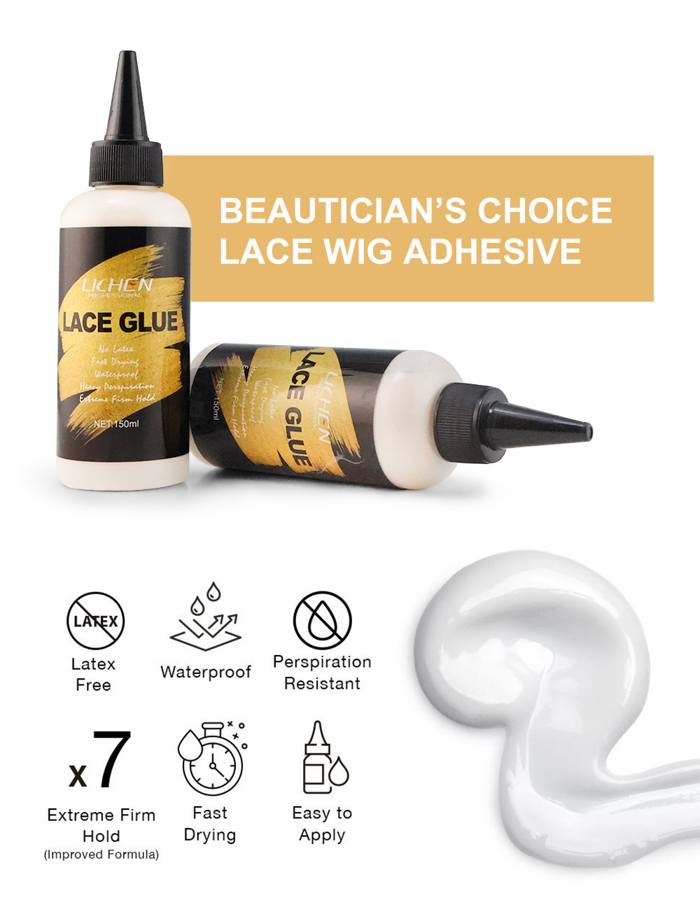 lace adhesive glue clear wig lace glue waterproof strong hold latex free hair glue for lace frontal wig