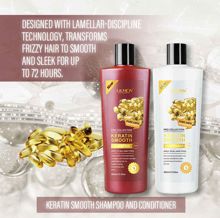 custom private label smooth strengthen strands keratin hair shampoo and conditioner