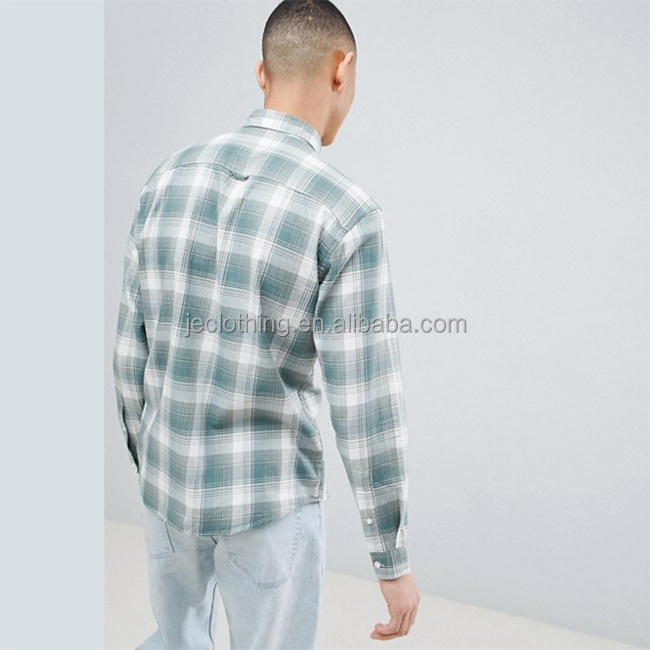 custom casual 100% cotton long sleeve check shirts wholesale check flannel long shirts for men