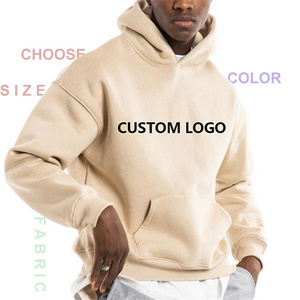 Streetwear men's clothing 100% cotton blank thick Fleece heavyweight oversized fit custom print logo men's hoodies&sweatshirt