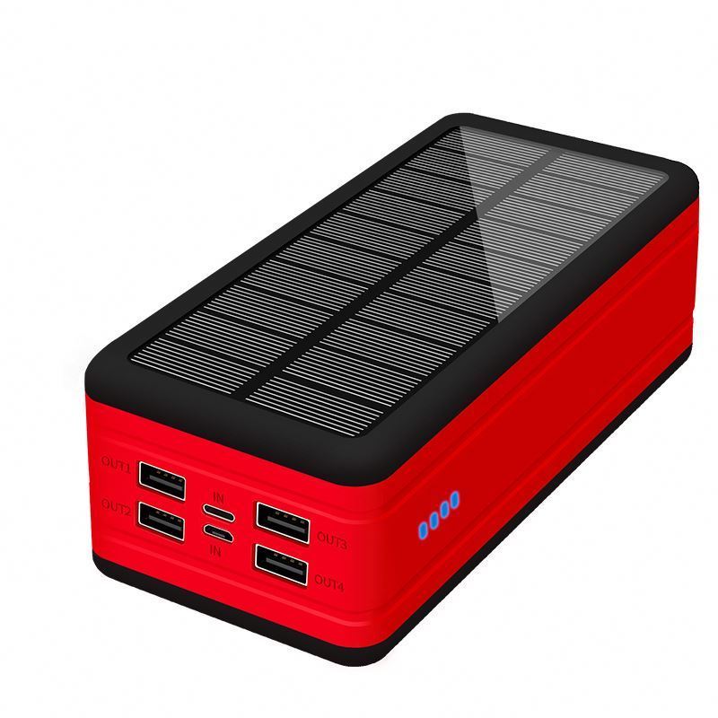 Trending Outdoor Solar Power Bank Outdoor 50000mah Mobile Solar Panel 4 USB Outputs With Flashlight Portable Power Bank