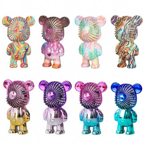 Mini phone Colorful Violent Bear Fan Usb Portable Rechargeable Hand Held Portable Electroplating Gradient Bear Fans