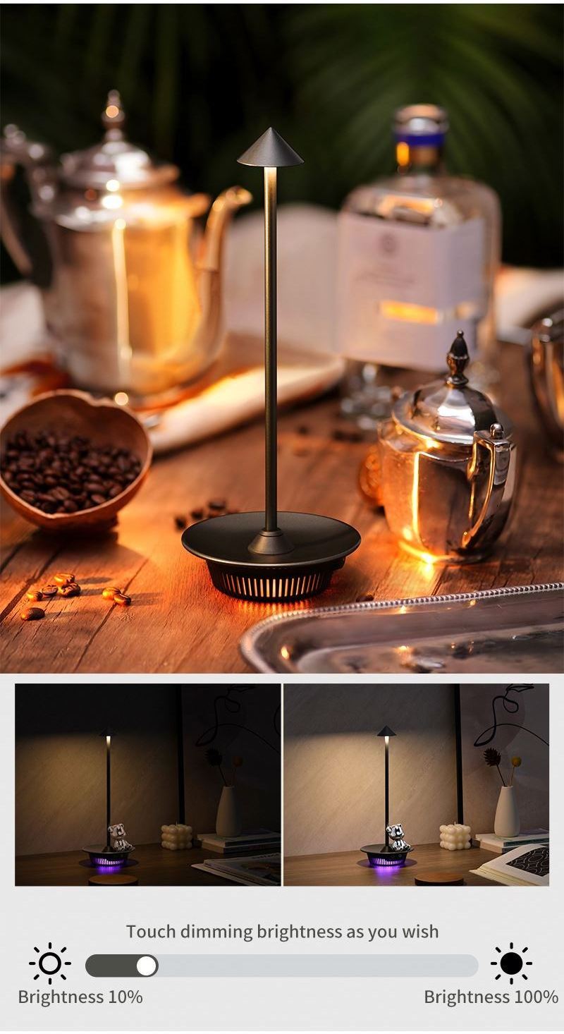 2024 metal material Usb Charging Led Desk Lamp With Alarm Clock Rechargeable