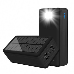 Trending Outdoor Solar Power Bank Outdoor 50000mah Mobile Solar Panel 4 USB Outputs With Flashlight Portable Power Bank