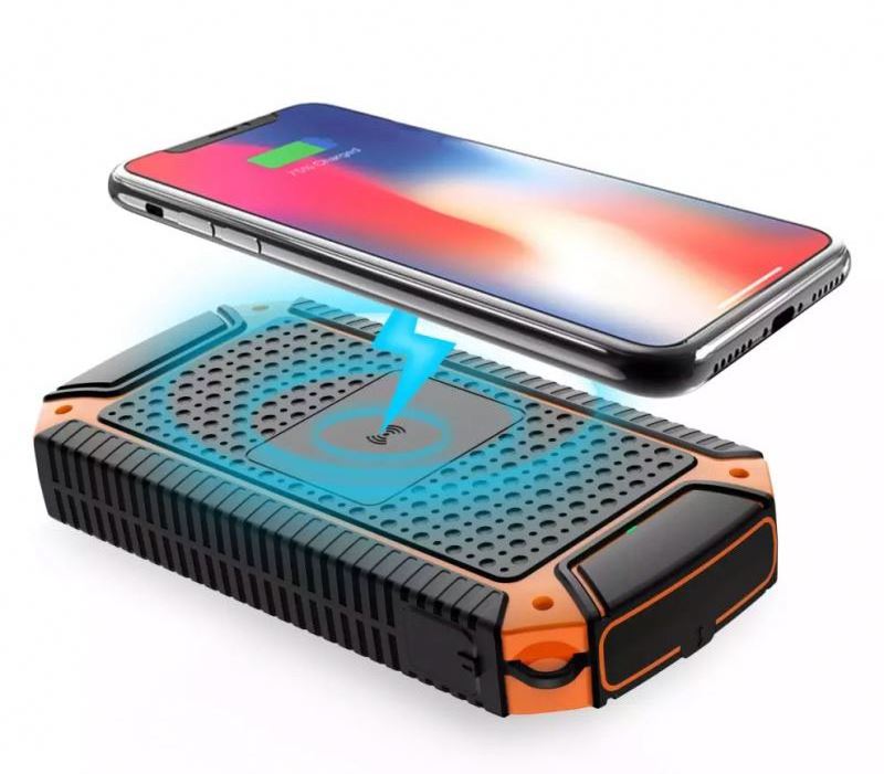 Cigarette Lighter 20000 mAh waterproof solor Wireless charger solar power bank for cell phone