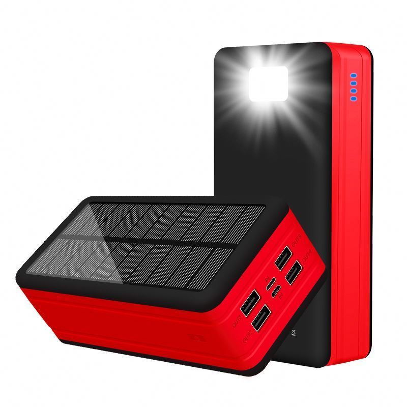 Trending Outdoor Solar Power Bank Outdoor 50000mah Mobile Solar Panel 4 USB Outputs With Flashlight Portable Power Bank