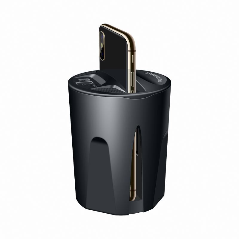 2022 hot selling product 10W car charger cup holder CA0010 7.5W mobile phone wireless charger with USB C-Port car charger cup