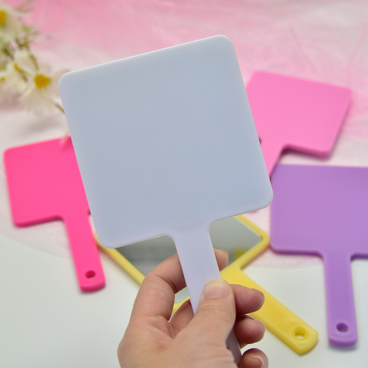 Lyder Plastic 7cm One Side Customized Logo Square Shaped Cosmetic Pink Hand Mirrors Wholesale Bulk Makeup Handheld Mirror