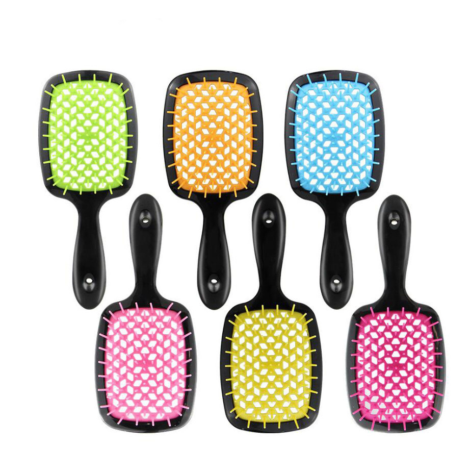 Lyder New Trend Plastic Waterproof Wet Hole Mesh Detangling Comb Customize Logo Massage Hollow Hair Brush For Home Salon Travel